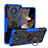 Custodia Silicone e Plastica Opaca Cover con Magnetico Anello Supporto JX1 per Nokia C10 Blu