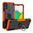 Custodia Silicone e Plastica Opaca Cover con Magnetico Anello Supporto JX1 per Samsung Galaxy A03 Core Arancione