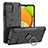 Custodia Silicone e Plastica Opaca Cover con Magnetico Anello Supporto JX1 per Samsung Galaxy A03 Nero
