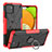 Custodia Silicone e Plastica Opaca Cover con Magnetico Anello Supporto JX1 per Samsung Galaxy A03 Rosso