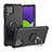 Custodia Silicone e Plastica Opaca Cover con Magnetico Anello Supporto JX1 per Samsung Galaxy A22 4G Nero