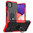Custodia Silicone e Plastica Opaca Cover con Magnetico Anello Supporto JX1 per Samsung Galaxy A22 5G Rosso