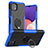 Custodia Silicone e Plastica Opaca Cover con Magnetico Anello Supporto JX1 per Samsung Galaxy A22s 5G Blu