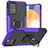 Custodia Silicone e Plastica Opaca Cover con Magnetico Anello Supporto JX1 per Samsung Galaxy A72 4G Viola