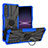 Custodia Silicone e Plastica Opaca Cover con Magnetico Anello Supporto JX1 per Sony Xperia 1 IV SO-51C Blu