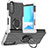 Custodia Silicone e Plastica Opaca Cover con Magnetico Anello Supporto JX1 per Sony Xperia 10 III SO-52B Argento