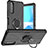 Custodia Silicone e Plastica Opaca Cover con Magnetico Anello Supporto JX1 per Sony Xperia 10 III SOG04 Nero