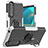 Custodia Silicone e Plastica Opaca Cover con Magnetico Anello Supporto JX1 per Sony Xperia 5 III SO-53B Argento