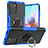 Custodia Silicone e Plastica Opaca Cover con Magnetico Anello Supporto JX1 per Xiaomi Poco M5S Blu