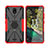 Custodia Silicone e Plastica Opaca Cover con Magnetico Anello Supporto JX2 per Nokia C100 Rosso