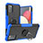 Custodia Silicone e Plastica Opaca Cover con Magnetico Anello Supporto JX2 per Samsung Galaxy F02S SM-E025F Blu