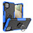 Custodia Silicone e Plastica Opaca Cover con Magnetico Anello Supporto JX2 per Samsung Galaxy F12 Blu