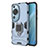 Custodia Silicone e Plastica Opaca Cover con Magnetico Anello Supporto KC1 per Huawei P60 Art Blu