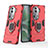 Custodia Silicone e Plastica Opaca Cover con Magnetico Anello Supporto KC1 per Oppo Reno11 Pro 5G Rosso