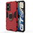 Custodia Silicone e Plastica Opaca Cover con Magnetico Anello Supporto KC1 per Realme GT Neo 3T 5G Rosso