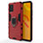 Custodia Silicone e Plastica Opaca Cover con Magnetico Anello Supporto KC1 per Vivo iQOO 7 Legend 5G Rosso