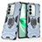 Custodia Silicone e Plastica Opaca Cover con Magnetico Anello Supporto KC1 per Vivo V27 Pro 5G Blu