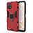 Custodia Silicone e Plastica Opaca Cover con Magnetico Anello Supporto KC1 per Vivo Y31s 5G Rosso