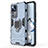 Custodia Silicone e Plastica Opaca Cover con Magnetico Anello Supporto KC1 per Xiaomi Mi 12T 5G Blu