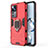 Custodia Silicone e Plastica Opaca Cover con Magnetico Anello Supporto KC1 per Xiaomi Mi 12T 5G Rosso