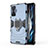 Custodia Silicone e Plastica Opaca Cover con Magnetico Anello Supporto KC1 per Xiaomi Poco F4 GT 5G Blu