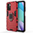 Custodia Silicone e Plastica Opaca Cover con Magnetico Anello Supporto KC1 per Xiaomi Redmi 10 4G Rosso