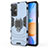 Custodia Silicone e Plastica Opaca Cover con Magnetico Anello Supporto KC1 per Xiaomi Redmi 11 Prime 4G Blu
