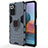 Custodia Silicone e Plastica Opaca Cover con Magnetico Anello Supporto KC1 per Xiaomi Redmi Note 10 Pro Max Blu