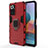 Custodia Silicone e Plastica Opaca Cover con Magnetico Anello Supporto KC1 per Xiaomi Redmi Note 10 Pro Max Rosso
