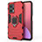 Custodia Silicone e Plastica Opaca Cover con Magnetico Anello Supporto KC1 per Xiaomi Redmi Note 11T Pro 5G Rosso