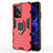 Custodia Silicone e Plastica Opaca Cover con Magnetico Anello Supporto KC1 per Xiaomi Redmi Note 12 Pro 5G Rosso