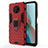 Custodia Silicone e Plastica Opaca Cover con Magnetico Anello Supporto KC1 per Xiaomi Redmi Note 9T 5G Rosso