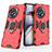 Custodia Silicone e Plastica Opaca Cover con Magnetico Anello Supporto KC2 per OnePlus 11R 5G Rosso