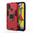 Custodia Silicone e Plastica Opaca Cover con Magnetico Anello Supporto KC2 per Samsung Galaxy M31 Prime Edition Rosso