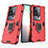 Custodia Silicone e Plastica Opaca Cover con Magnetico Anello Supporto KC2 per Vivo iQOO 11 5G Rosso