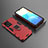 Custodia Silicone e Plastica Opaca Cover con Magnetico Anello Supporto KC2 per Vivo Y02S Rosso