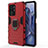 Custodia Silicone e Plastica Opaca Cover con Magnetico Anello Supporto KC2 per Xiaomi Mi 11T 5G Rosso