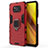 Custodia Silicone e Plastica Opaca Cover con Magnetico Anello Supporto KC2 per Xiaomi Poco X3 Pro Rosso