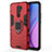 Custodia Silicone e Plastica Opaca Cover con Magnetico Anello Supporto KC2 per Xiaomi Redmi 9 Rosso