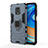 Custodia Silicone e Plastica Opaca Cover con Magnetico Anello Supporto KC2 per Xiaomi Redmi Note 9 Pro Max Blu