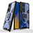 Custodia Silicone e Plastica Opaca Cover con Magnetico Anello Supporto KC3 per Huawei P50 Pro Blu