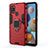 Custodia Silicone e Plastica Opaca Cover con Magnetico Anello Supporto KC3 per Samsung Galaxy A21s Rosso