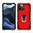 Custodia Silicone e Plastica Opaca Cover con Magnetico Anello Supporto M01 per Apple iPhone 12 Pro Max Rosso