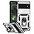 Custodia Silicone e Plastica Opaca Cover con Magnetico Anello Supporto MQ1 per Google Pixel 6 Pro 5G Argento