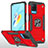 Custodia Silicone e Plastica Opaca Cover con Magnetico Anello Supporto MQ1 per Oppo A54 4G Rosso