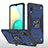 Custodia Silicone e Plastica Opaca Cover con Magnetico Anello Supporto MQ1 per Samsung Galaxy A02