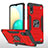 Custodia Silicone e Plastica Opaca Cover con Magnetico Anello Supporto MQ1 per Samsung Galaxy A02 Rosso