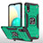 Custodia Silicone e Plastica Opaca Cover con Magnetico Anello Supporto MQ1 per Samsung Galaxy A02 Verde Notte