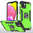 Custodia Silicone e Plastica Opaca Cover con Magnetico Anello Supporto MQ1 per Samsung Galaxy A03 Verde