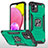 Custodia Silicone e Plastica Opaca Cover con Magnetico Anello Supporto MQ1 per Samsung Galaxy A03 Verde Notte